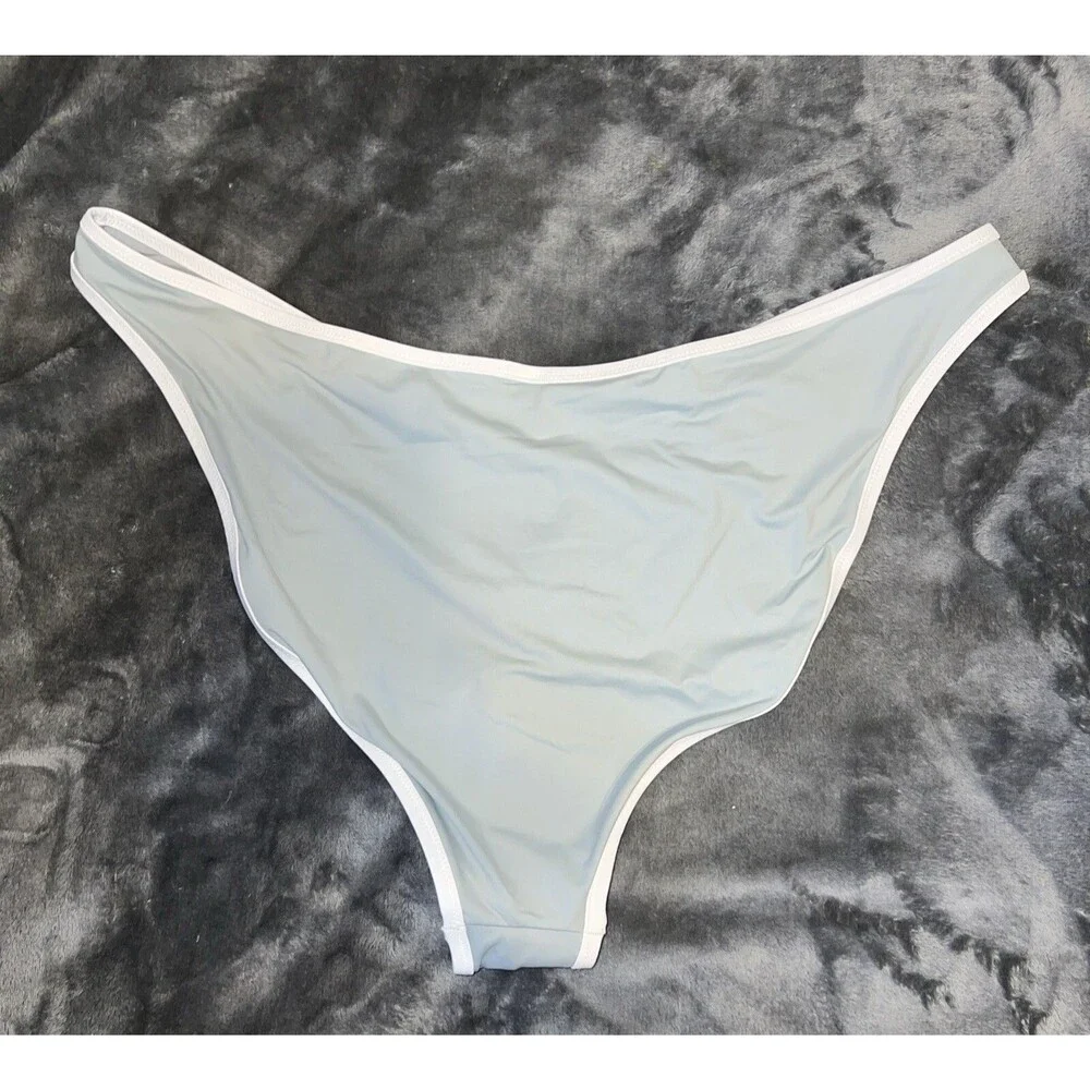 4X SKIMS Sporty Zip-Up Swim Dipped Tanga Bottom Style Bb-TNG-3022 Color -Pacific